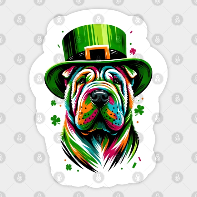 Chinese Shar-Pei Celebrates Saint Patrick's Day Sticker by ArtRUs